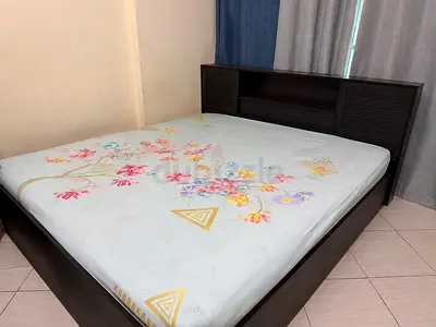 Dark Wood Double Bed with Headboard Storage and Complete Manual Storage- Without Mattress(2 years)
