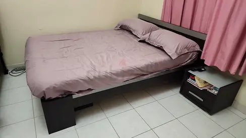 Dark wood double bed frame in good condition