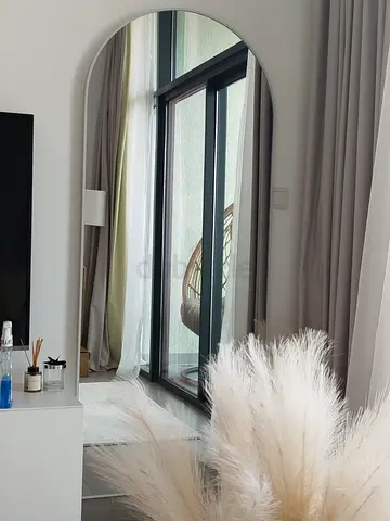Modern White Arched Floor Mirror