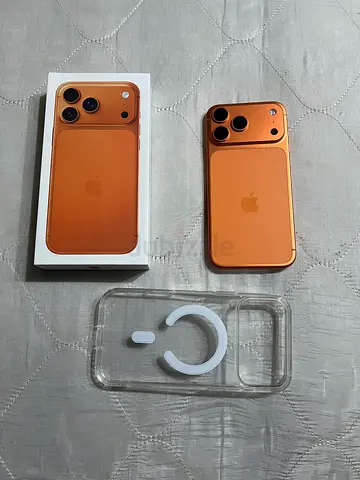 iPhone 17 Pro max (Orange) with Box + Clear MagSafe Case