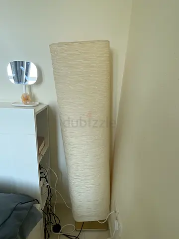 Tall White Cylinder Floor Lamp - Good Condition