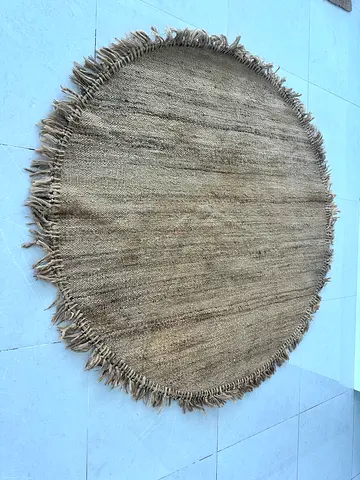 Round Natural Jute Rug with Fringes - 150cm (Approx)