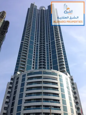 The most beautiful design of the Ajman Corniche towers: two bedrooms and a living room, full sea view, seventh floor with parking.