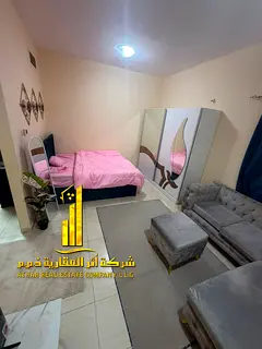 For monthly rent in Ajman - a luxurious studio with a Fully separate kitchen, fully furnished new, e