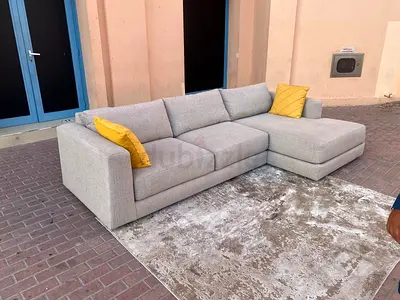 As new Crate&barrel L shape sofa feather filled