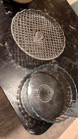 Pair of Glass Cake/Serving Stands - Clear Vintage Style