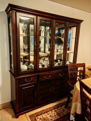 Solid Wood Display Cabinet / China Cabinet in Dark Mahogany
