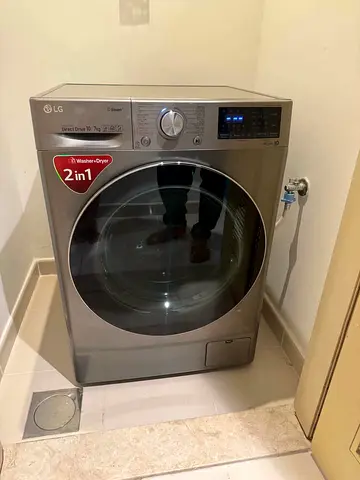 LG 2-in-1 Front Load Washer Dryer 10/7kg - Silver, Good Condition