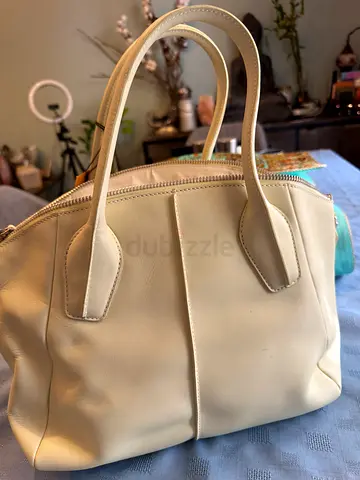 Todds Cream leather tote bag with zipper - good condition