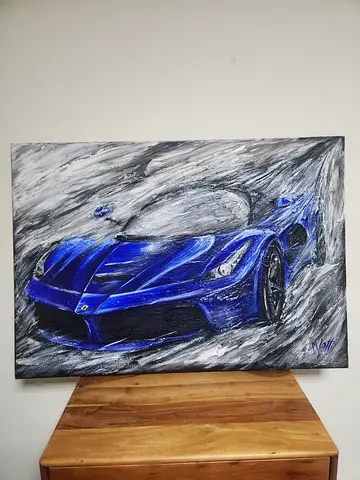 Original Ferrari LaFerrari Acrylic Painting on Canvas – Signed by M. Gotti