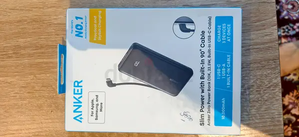 Anker 10,000mAh Slim Power Bank with Built-in USB-C Cable (Black)