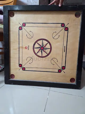 Used Carrom Board with Striker and Pockets - Good Condition