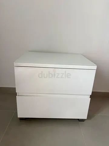 2x White 2-Drawer Bedside Nightstand
