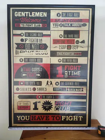Framed Fight Club Rules Typography Poster (60 cm x 90 cm)