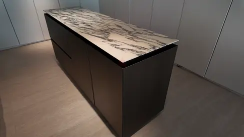Modern Kitchen Island with Marble Top and Integrated Storage
