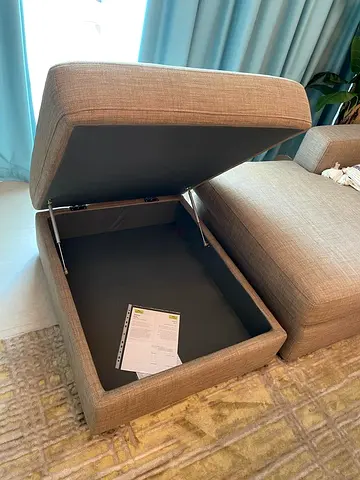 Fabric Left Corner Sofa with Fabric Ottoman with Storage Compartment