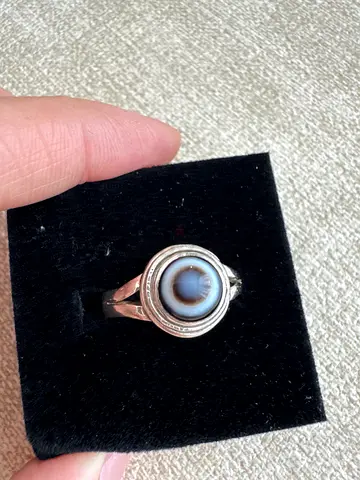 Silver Ring with Round Agate Stone
