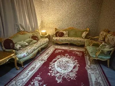 Classic French-style living room set with matching oriental rug