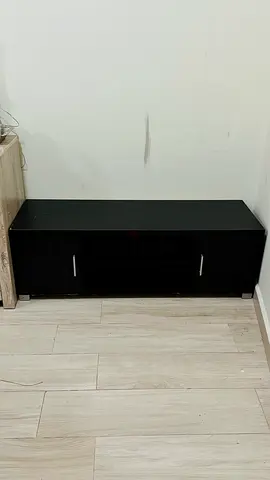 Brown Wood TV Unit with Storage Cabinets