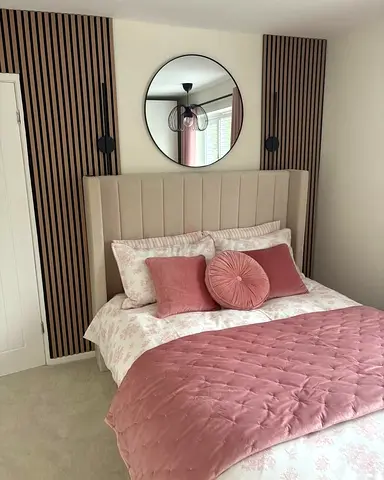 Modern Grey Upholstered Bed Frame with Headboard - Queen