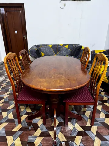 Wooden Dining Table Set with 4 Padded Chairs