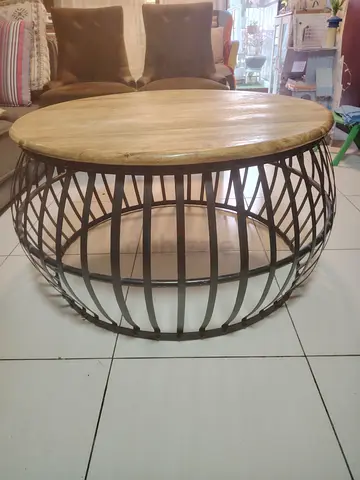 Solid wood centre table and 2 chairs