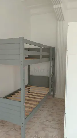 wooden grey bunk bed - single size (good condition)