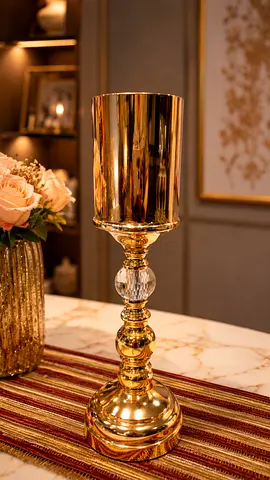 Decorative Candle Holder with Crystal Accent