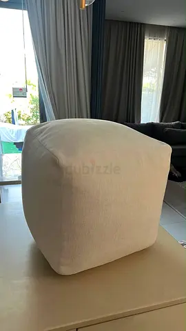 Modern Beige Fabric Pouf / Ottoman