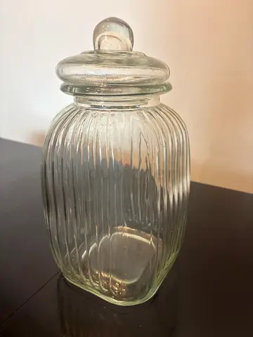 Clear Ribbed Glass Storage Jar with Lid - Medium Size, 2ltr
