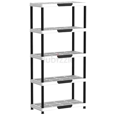 Set of 3 pices 5-Tier Plastic Storage Shelf Unit - grey/Black, Lightweight & Stackable.