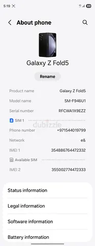 Samsung Galaxy Z Fold5 -256gb/12 screen inside not working all good