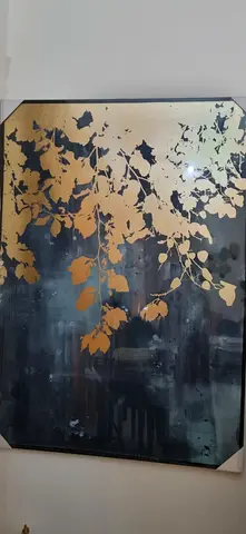 Large Gold Leaf Botanical Wall Art Painting - Modern Decorative Canvas