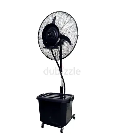 Industrial Misting Pedestal Fan with Water Tank (On Wheels) - Black