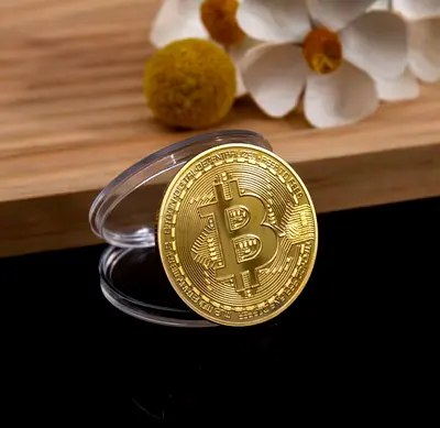 Gold-Plated Bitcoin Collectible Coin in Display Case