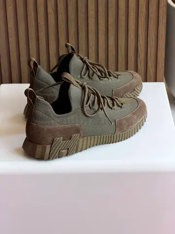 Military green Hermes lift slip-on sneakers