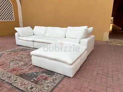 Comfortable marina home Feather filled lshape sofa beige