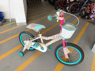 Kids 16 Inch Bicycle with Training Wheels and Basket - Girls
