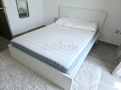 Modern White Bed Frame with Comfortable Mattress