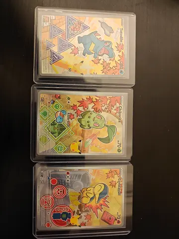 Set of 3 Turtwig/Chikorita/Totodile First Partner Illustration Rare Series 2 Full Art Promo(Sleeved)