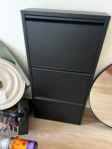 Black 3-drawer shoe cabinet / narrow storage unit in good condition