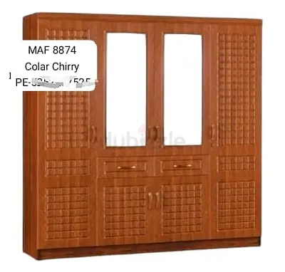 Large Cherry Wood Wardrobe with Mirror Panels - 6 Door Armoire