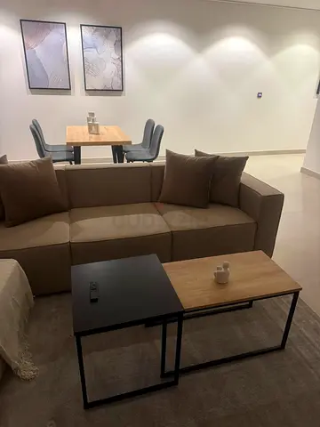 3-Seater Beige Sofa with Nesting Coffee Tables (Never used, Good Condition)