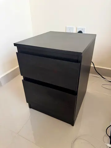 Pair of black 3-drawer bedside tables / nightstand - good condition