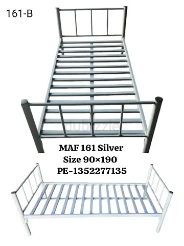 Single Metal Bed Frame 90x190 cm - Silver, Sturdy Slatted Base