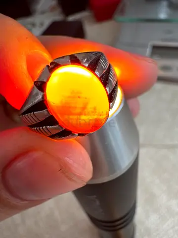 Silver Ring with Large Oval agate  Stone