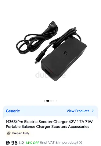 Xiaomi M365 / Pro Electric Scooter Charger 42V 1.7A (Original/Compatible)
