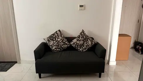 Compact 2-seater Dark Grey Sofa with Cushions