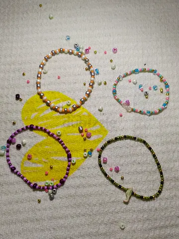 Handmade Colorful Beaded Bracelet Set - 4 Cute Bracelets