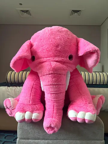 Large Pink Plush Elephant Soft Stuffed Toy - Good Condition